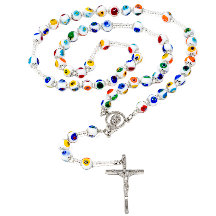 White Genuine Murano Rosary