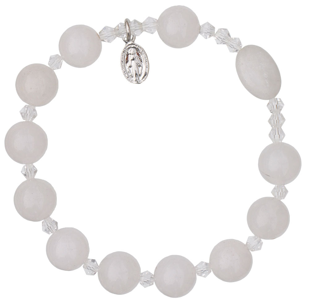 Genuine White Jade Rosary Bracelet