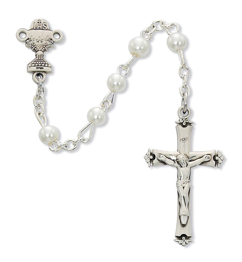 White Pearl First Communion Rosary