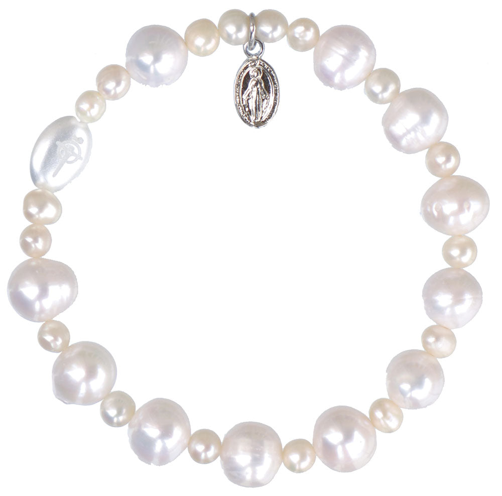 Genuine White Pearl Rosary Bracelet