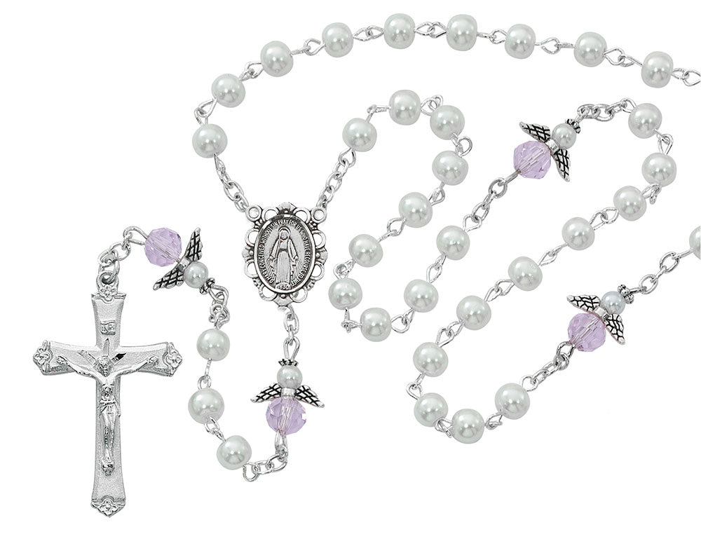 White, Pearl, & Pink First Communion Rosary