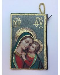 Madonna & Child Kilim Rosary Medium Bag-Green