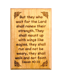  Olive Wood Magnet, Wings Like Eagles - Isaiah 40:31