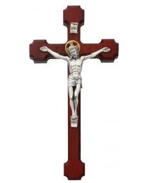 10" Cherry Crucifix with Gold Halo 