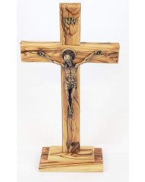 10.5" Olive Wood Crucifix with Base