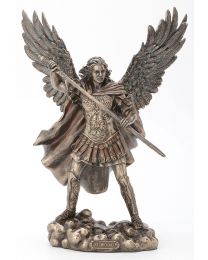 11.75" Archangel St. Michael Unsheathing Sword Statue - Bronze