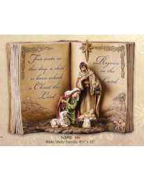 12" Holy Family and Bible Statue