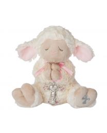 13" Serenity Lamb Plush with Crib Cross - Pink