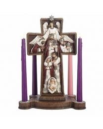 13.5" Nativity Scene in Cross Advent Candle Holder