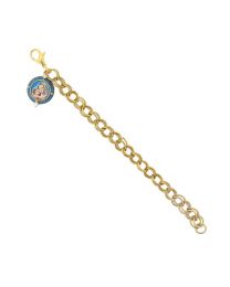 14K Gold-Dipped Chain Link Mary and Child Charm Bracelet