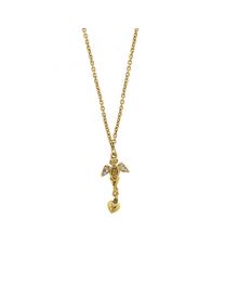 14K Gold Dipped Crystal Angel Heart Necklace 