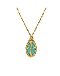 14K Gold Dipped Imitation Turquoise Necklace 