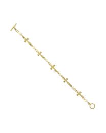 14K Gold-Dipped Cross with Pearl Toggle Bracelet 