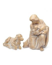 2-Piece Shepherd with Lamb Figurines