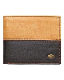 Two Tone Brown Leather Wallet with Cross
