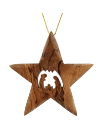 3" Olive Wood Bethlehem Star Nativiy Ornament