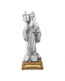 4 1/2" Pewter Saint Benedict Statue