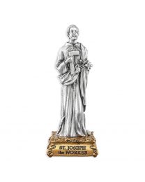 4 1/2" Pewter Saint Joseph the Worker Statue