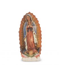 4" Cold Cast Resin Hand Painted Statue of Our Lady of Guadalupe in a Deluxe Window Box