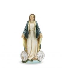 4" Cold Cast Resin Hand Painted Statue of Our Lady of the Miraculous Medal in a Deluxe Window Box