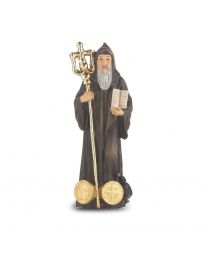 4" Cold Cast Resin Hand Painted Statue of Saint Benedict in a Deluxe Window Box