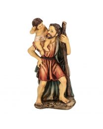 4" Cold Cast Resin Hand Painted Statue of Saint Christopher in a Deluxe Window Box