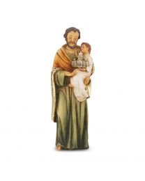 4" Cold Cast Resin Hand Painted Statue of Saint Joseph in a Deluxe Window Box