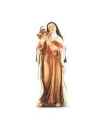 4" Cold Cast Resin Hand Painted Statue of Saint Therese in a Deluxe Window Box