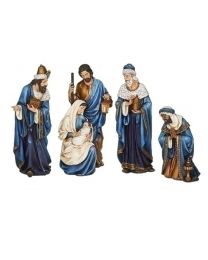4 Piece Blue/Gold Nativity Set 