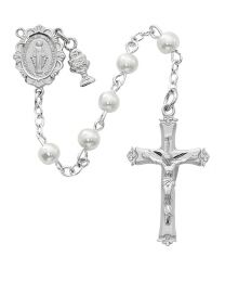4mm Round White Pearl First Communion Rosary