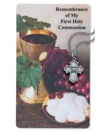 4Way First Communion Silver Pendant/Prayer
