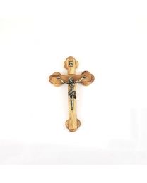 5" Olive Wood Oriental Crucifix with Pewter Corpus