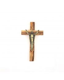 5" Olive Wood Pewter Plated Bronze Risen Christ Cross