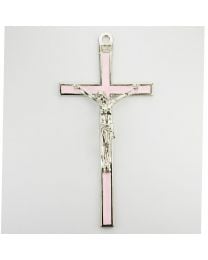 5" Pink Enameled Crucifix
