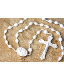 5MM Plastic Rosary - White