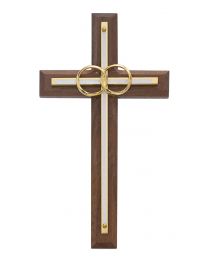 6.5" Walnut & White Wedding Cross