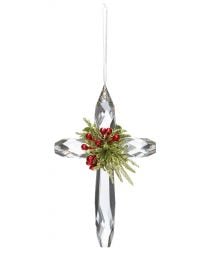 7" Mistletoe Cross Ornament