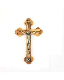 7.75" Olive Wood Crucifix with Relic