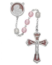 Mother & Child Pink Pearl Rosary 
