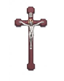 8" Cherry Crucifix with Gold Halo 