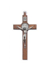 8" St. Benedict Walnut Stained Crucifix