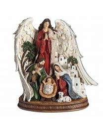 9" Holy Family with Angel Figurine