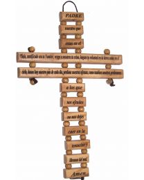 9" Olive Wood Lord's Prayer Cross