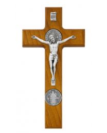 9" Walnut Stain Benedict Crucifix