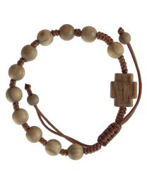 Adjustable Olive Wood Rosary Bracelet