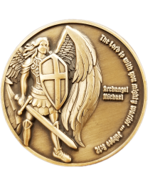 Archangel Michael Antique Gold Plated Protection Coin