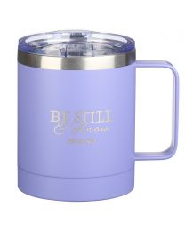 Be Still & Know Lavender Camp-style Stainless Steel Mug - Psalm 46:10