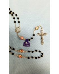 Black Floral Bead Rosary