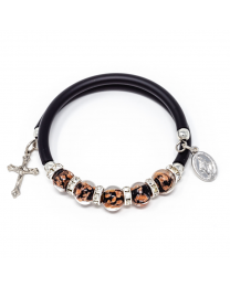 Black Memory Wire Rubber Bracelet with Murano Beads