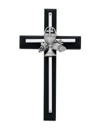 Black Stained Wood Chalice 1st Communion Cross